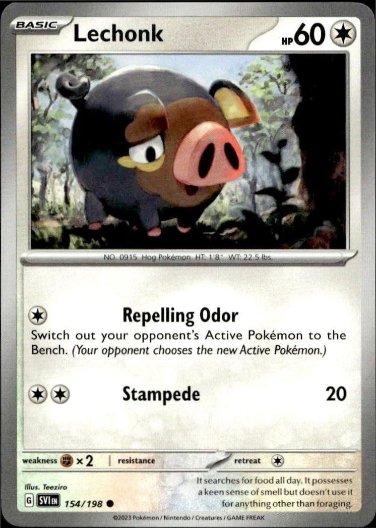 2023 Pokémon Scarlet & Violet Lechonk #154/198 trading card