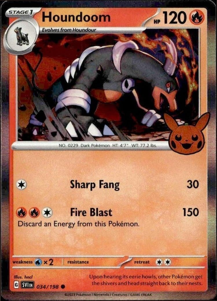 2023 Pokémon Trick Or Trade Houndoom #034/198 trading card