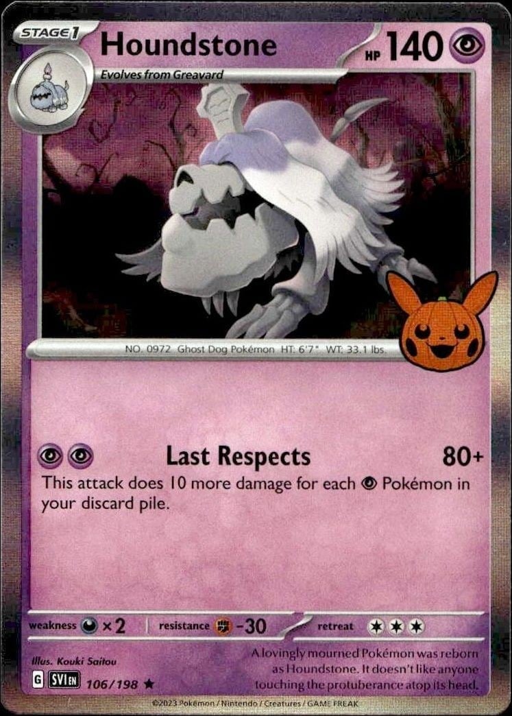 2023 Pokémon Trick Or Trade Houndstone #106/198 trading card