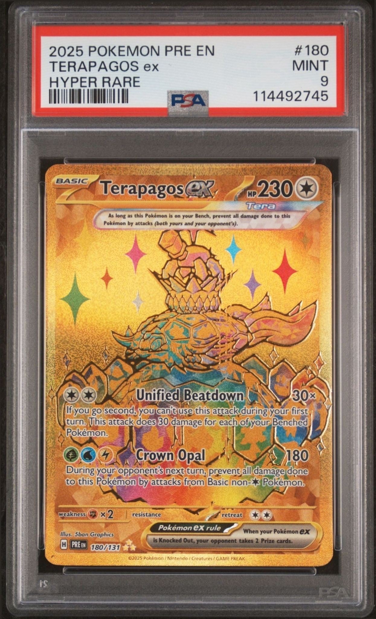 2025 Pokémon Prismatic Evolutions Terapagos Ex #180/131 trading card