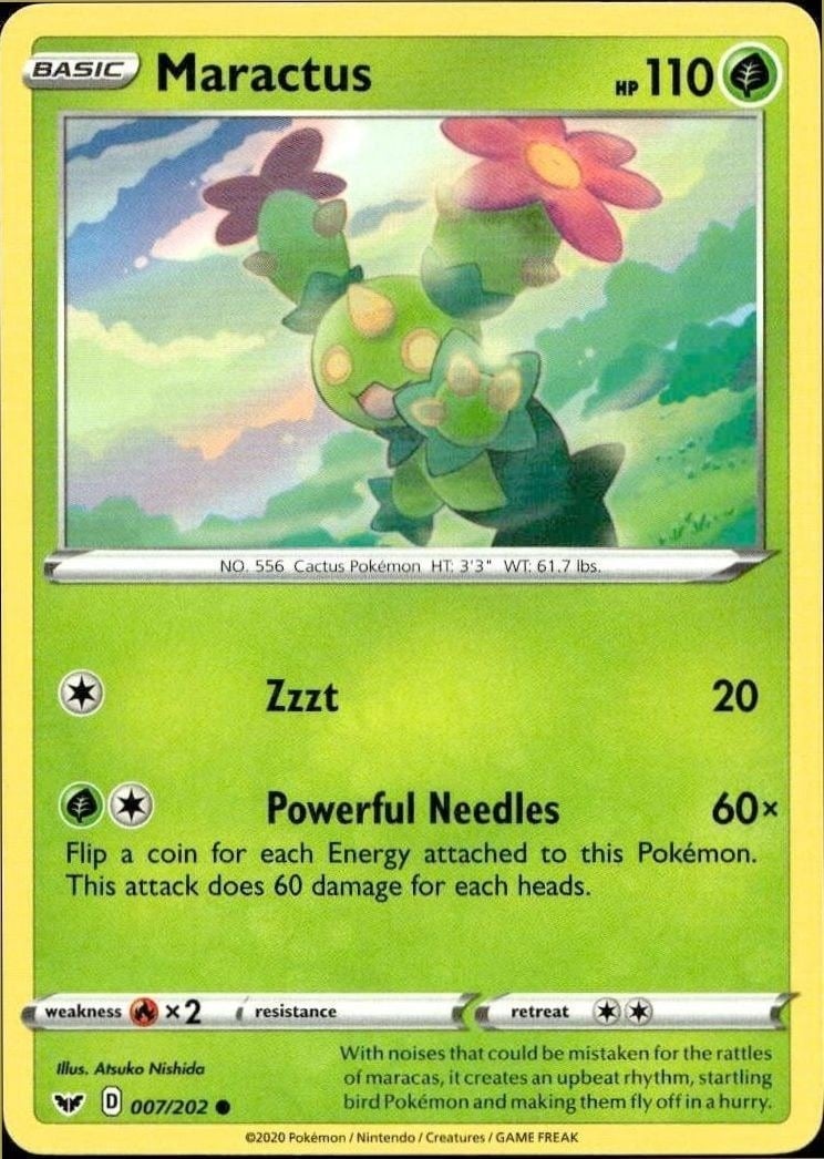 Maractus 2020 Pokémon Sword & Shield #7 Pokémon Card - Front 2020 Pokémon Sword & Shield Maractus #7 Pokémon card front