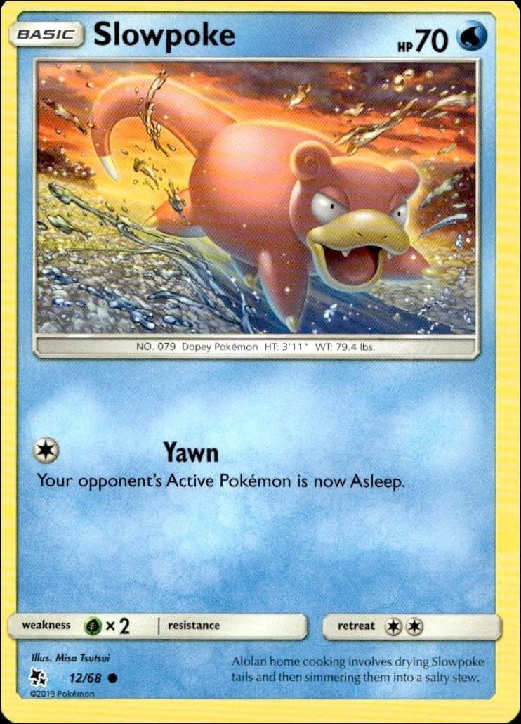 Slowpoke 2019 Pokémon Hidden Fates #12 Pokémon Card - Front 2019 Pokémon Hidden Fates Slowpoke #12 Pokémon card front