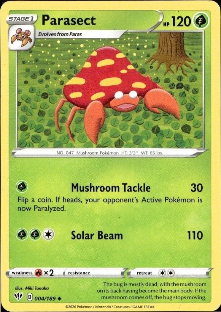 Parasect 2020 Pokémon Darkness Ablaze #4 Pokémon Card - Front 2020 Pokémon Darkness Ablaze Parasect #4 Pokémon card front
