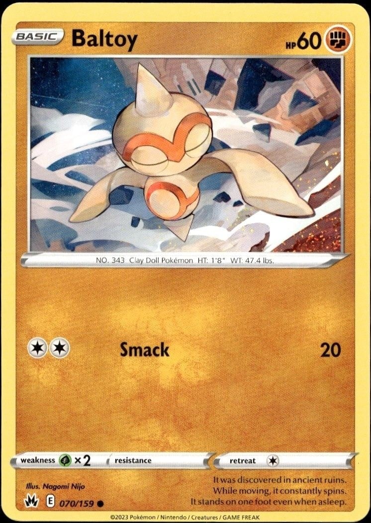 Baltoy 2023 Pokémon Crown Zenith #070/159 Pokémon Card - Front 2023 Pokémon Crown Zenith Baltoy #070/159 Pokémon card front