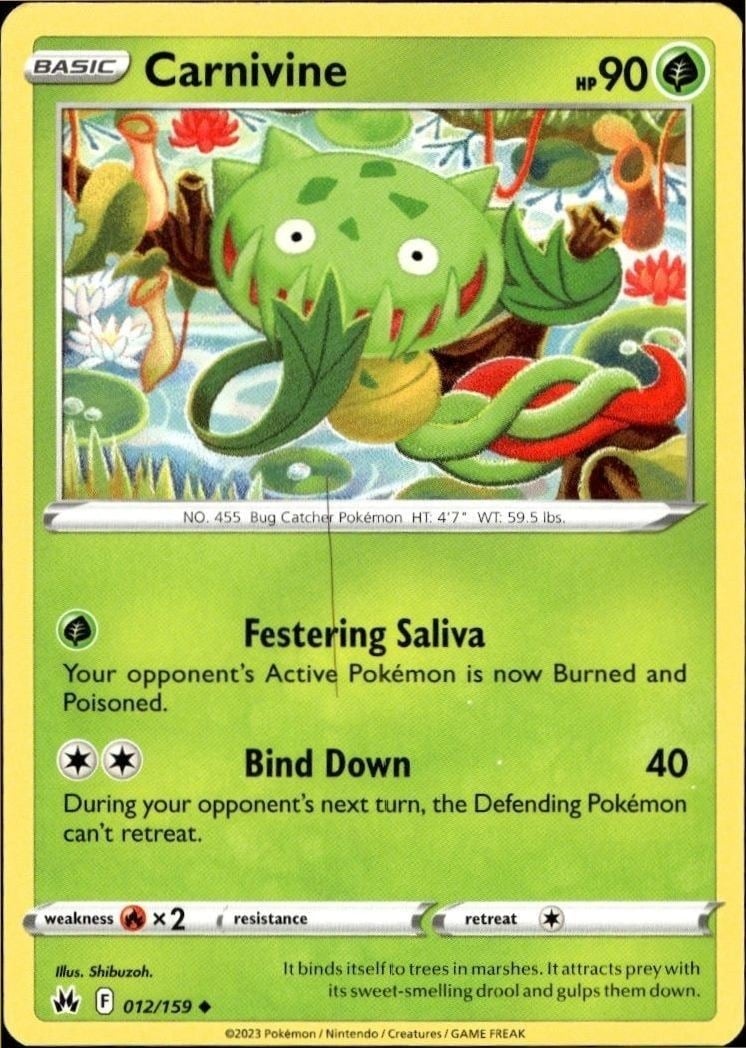 2023 Pokémon Crown Zenith Carnivine #012/159 trading card