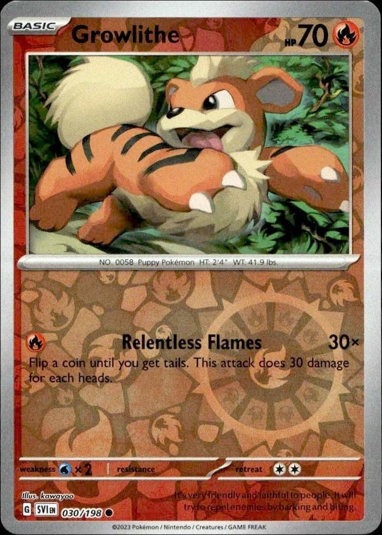 2023 Pokémon Scarlet & Violet Growlithe #030/198 trading card