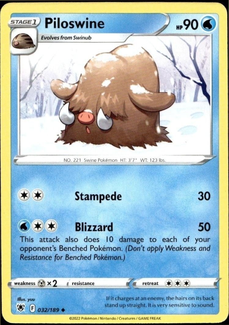 Piloswine 2022 Pokémon Astral Radiance #032/189 Pokémon Card - Front 2022 Pokémon Astral Radiance Piloswine #032/189 Pokémon card front