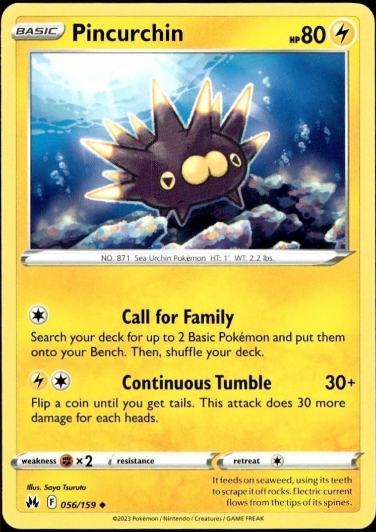 Pincurchin 2023 Pokémon Crown Zenith #056/159 Pokémon Card - Front 2023 Pokémon Crown Zenith Pincurchin #056/159 Pokémon card front