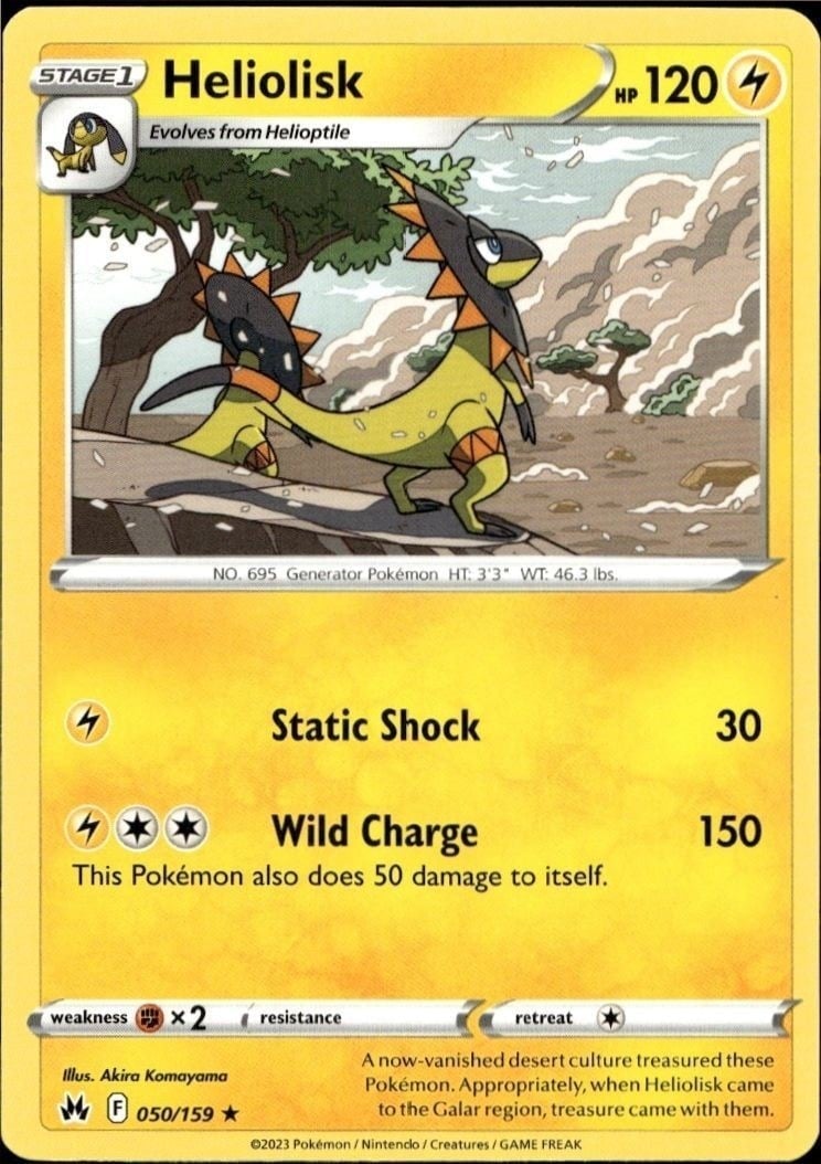 Heliolisk 2023 Pokémon Crown Zenith #050/159 Pokémon Card - Front 2023 Pokémon Crown Zenith Heliolisk #050/159 Pokémon card front