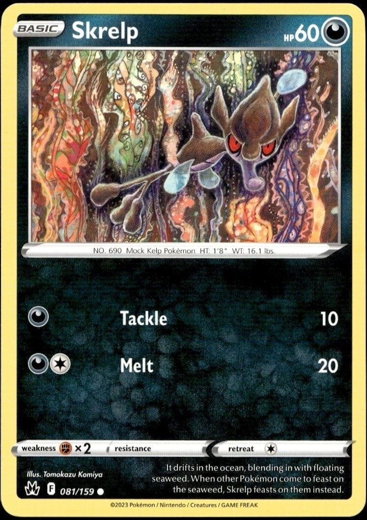 Skrelp 2023 Pokémon Crown Zenith #081/159 Pokémon Card - Front 2023 Pokémon Crown Zenith Skrelp #081/159 Pokémon card front