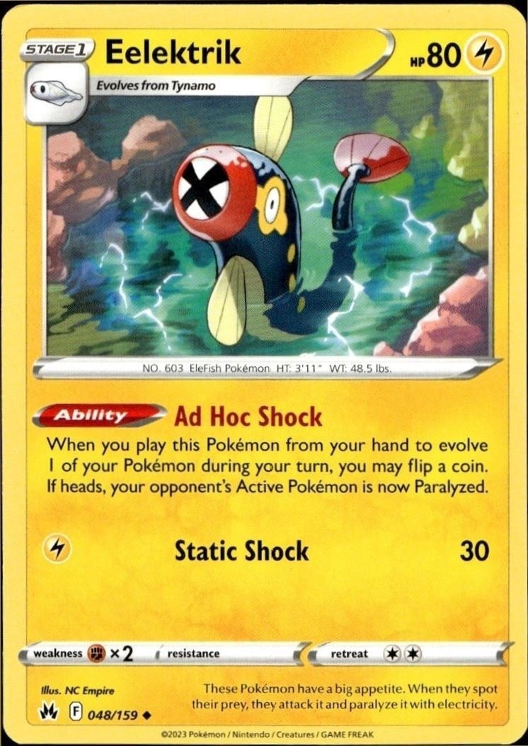 Eelektrik 2023 Pokémon Crown Zenith #048/159 Pokémon Card - Front 2023 Pokémon Crown Zenith Eelektrik #048/159 Pokémon card front
