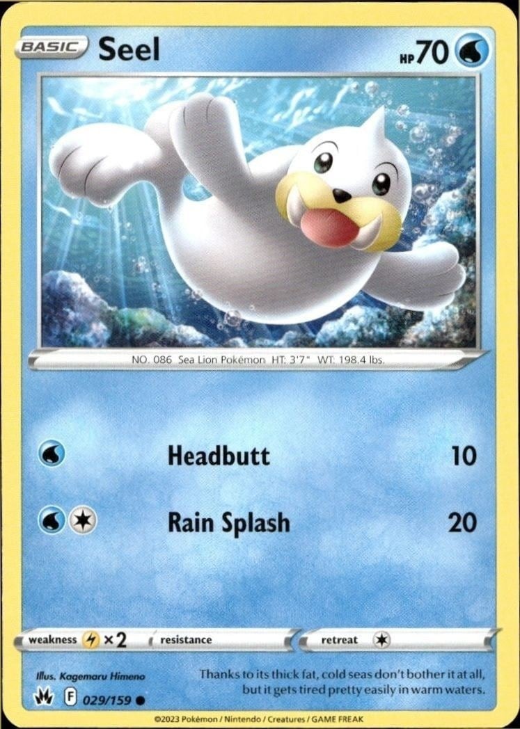 Seel 2023 Pokémon Crown Zenith #029/159 Pokémon Card - Front 2023 Pokémon Crown Zenith Seel #029/159 Pokémon card front