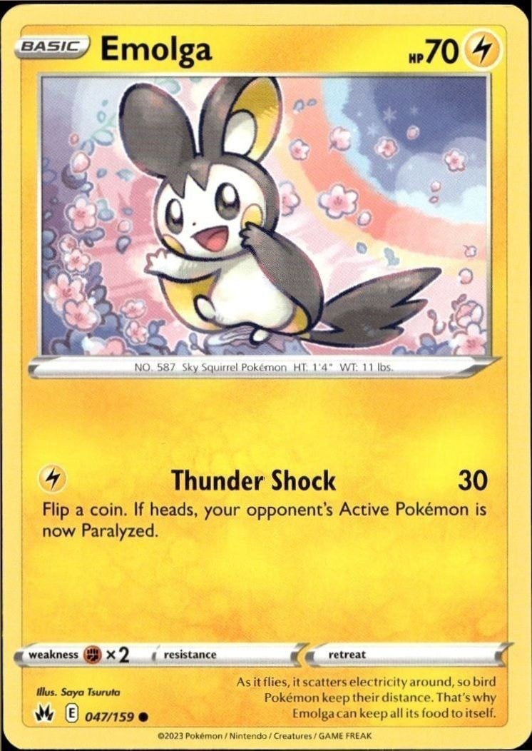 Emolga 2023 Pokémon Crown Zenith #047/159 Pokémon Card - Front 2023 Pokémon Crown Zenith Emolga #047/159 Pokémon card front