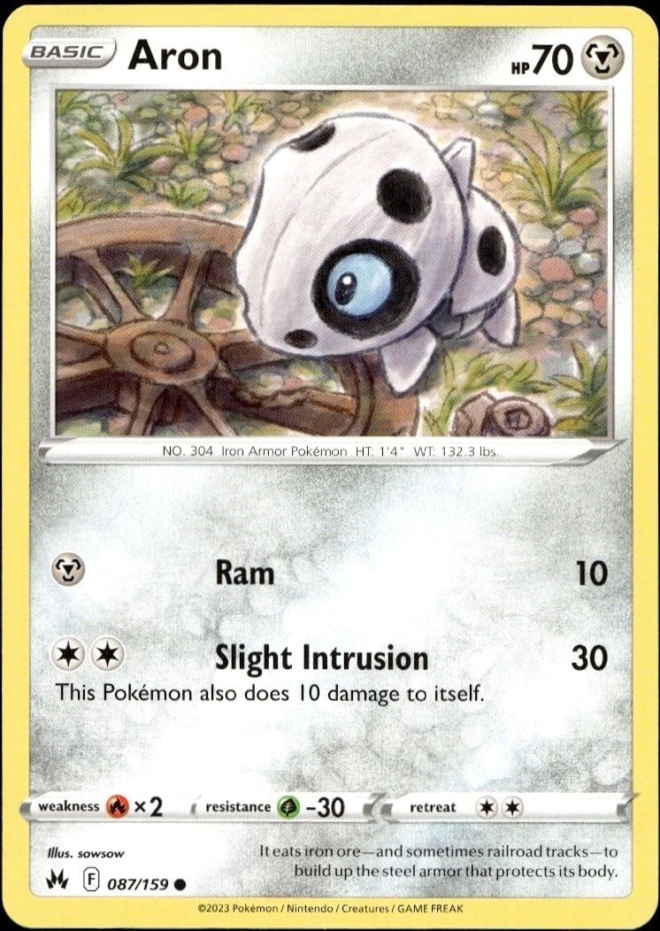 Aron 2023 Pokémon Crown Zenith #087/159 Pokémon Card - Front 2023 Pokémon Crown Zenith Aron #087/159 Pokémon card front