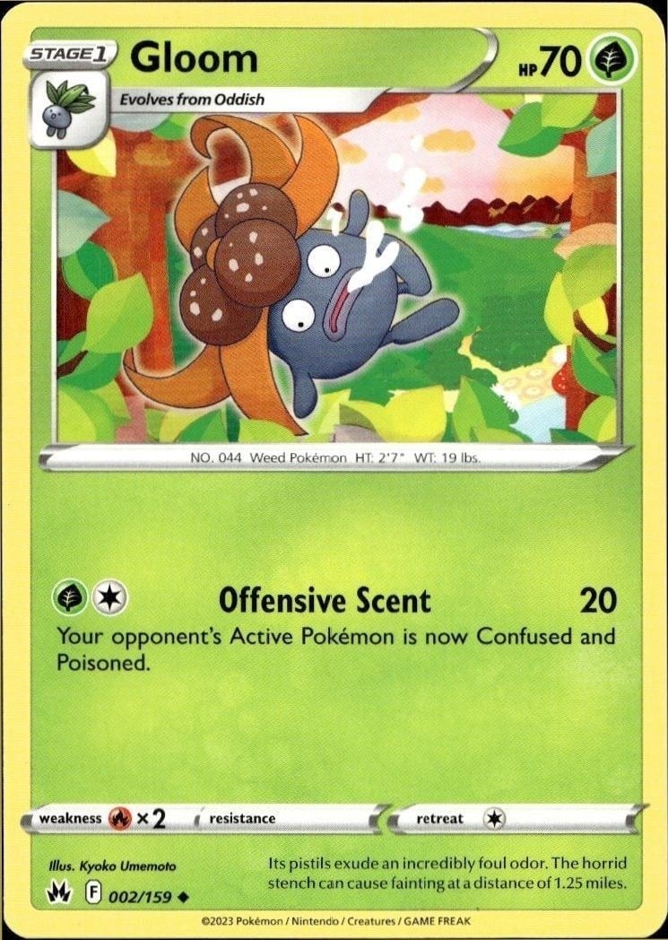 Gloom 2023 Pokémon Crown Zenith #002/159 Pokémon Card - Front 2023 Pokémon Crown Zenith Gloom #002/159 Pokémon card front
