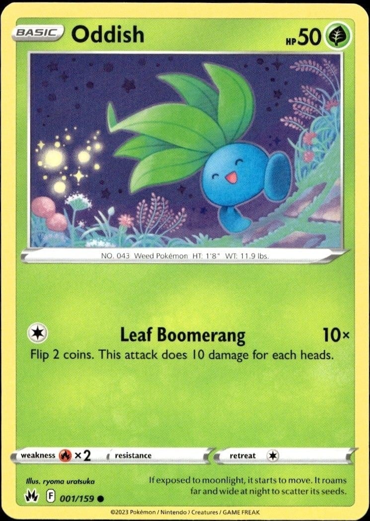 Oddish 2023 Pokémon Crown Zenith #001/159 Pokémon Card - Front 2023 Pokémon Crown Zenith Oddish #001/159 Pokémon card front