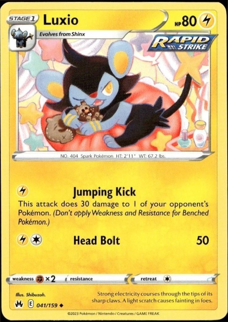 Luxio 2023 Pokémon Crown Zenith #041/159 Pokémon Card - Front 2023 Pokémon Crown Zenith Luxio #041/159 Pokémon card front