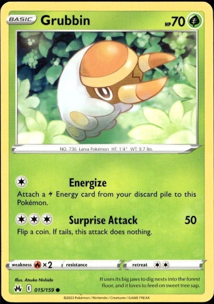 Grubbin 2023 Pokémon Crown Zenith #015/159 Pokémon Card - Front 2023 Pokémon Crown Zenith Grubbin #015/159 Pokémon card front