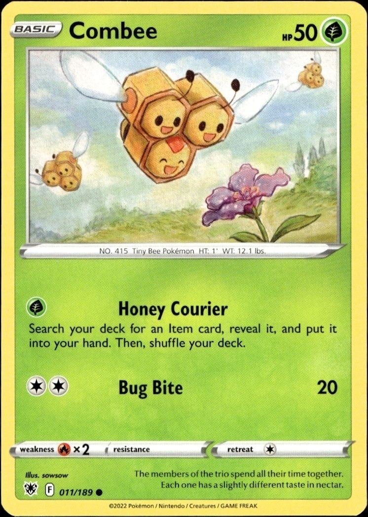 Combee 2022 Pokémon Astral Radiance #011/189 Pokémon Card - Front 2022 Pokémon Astral Radiance Combee #011/189 Pokémon card front