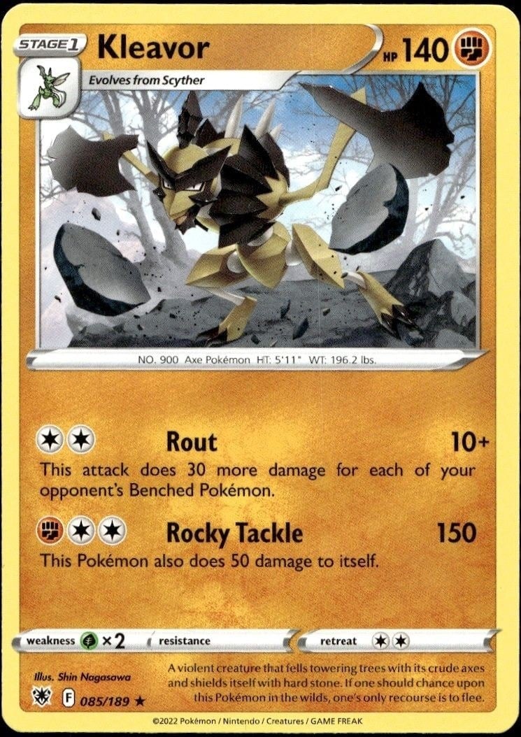 Kleavor 2022 Pokémon Astral Radiance #085/189 Pokémon Card - Front 2022 Pokémon Astral Radiance Kleavor #085/189 Pokémon card front