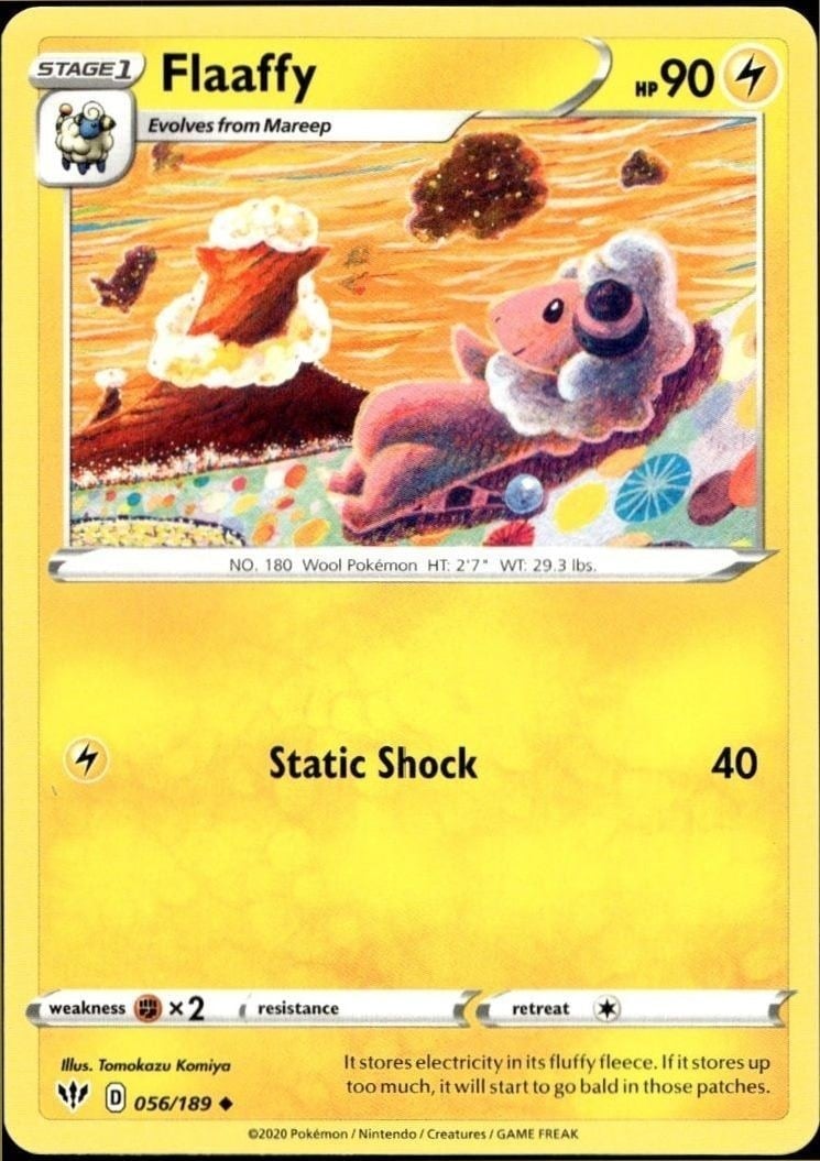 Flaaffy 2020 Pokémon Darkness Ablaze #056/189 Pokémon Card - Front 2020 Pokémon Darkness Ablaze Flaaffy #056/189 Pokémon card front