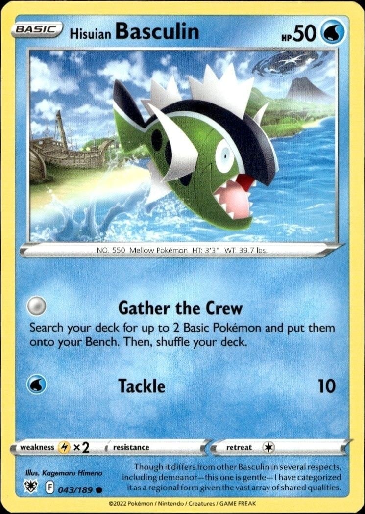 Hisuian Basculin 2022 Pokémon Astral Radiance #043/189 Pokémon Card - Front 2022 Pokémon Astral Radiance Hisuian Basculin #043/189 Pokémon card front
