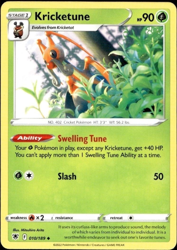 Kricketune 2022 Pokémon Astral Radiance #010/189 Pokémon Card - Front 2022 Pokémon Astral Radiance Kricketune #010/189 Pokémon card front