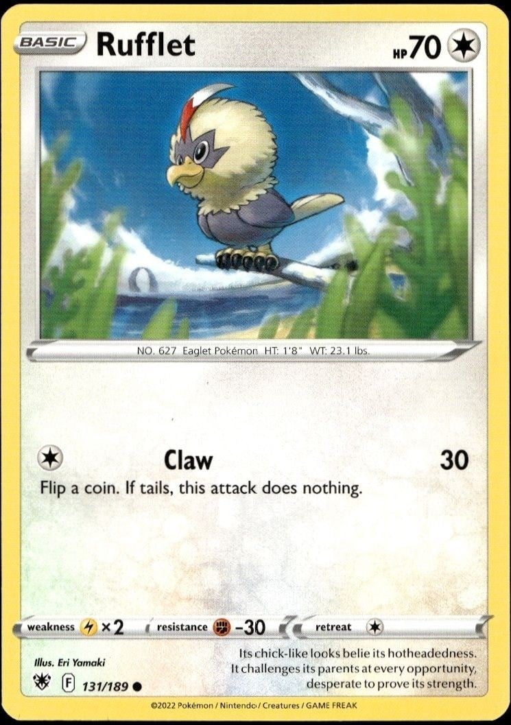 Rufflet 2022 Pokémon Astral Radiance #131/189 Pokémon Card - Front 2022 Pokémon Astral Radiance Rufflet #131/189 Pokémon card front