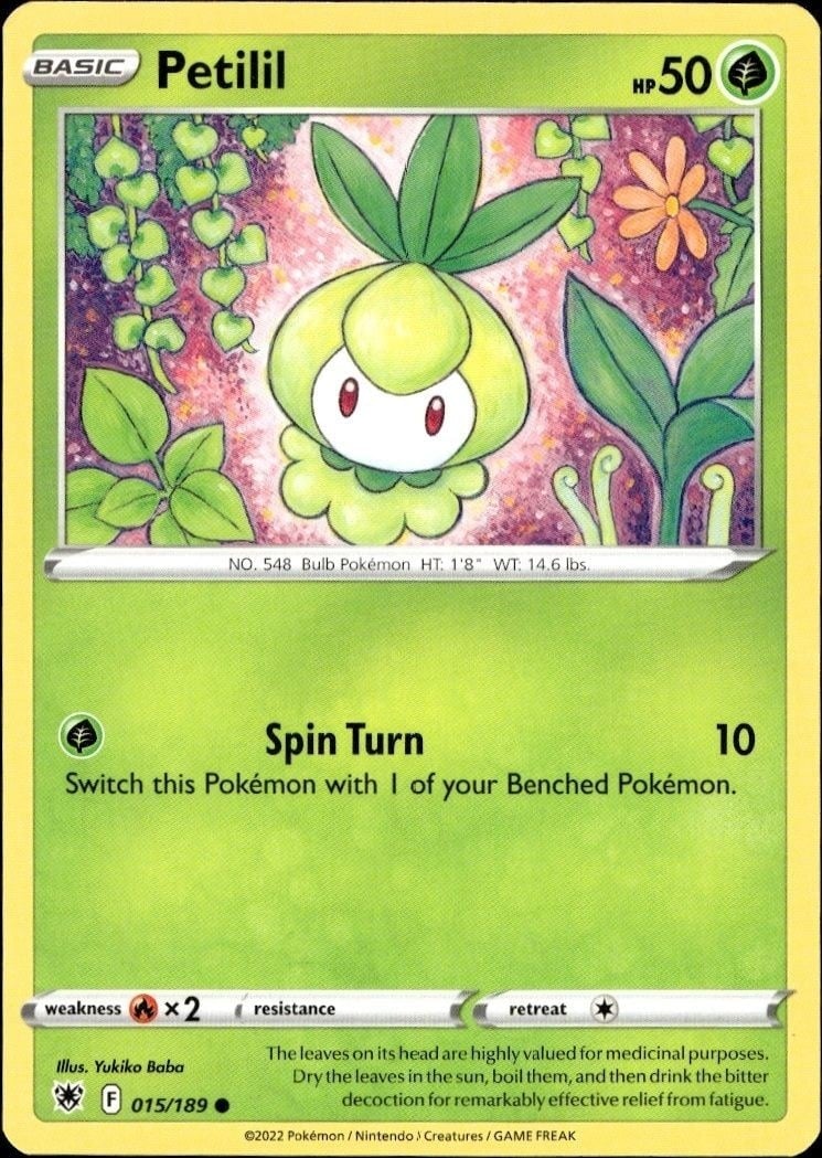 Petilil 2022 Pokémon Astral Radiance #015/189 Pokémon Card - Front 2022 Pokémon Astral Radiance Petilil #015/189 Pokémon card front