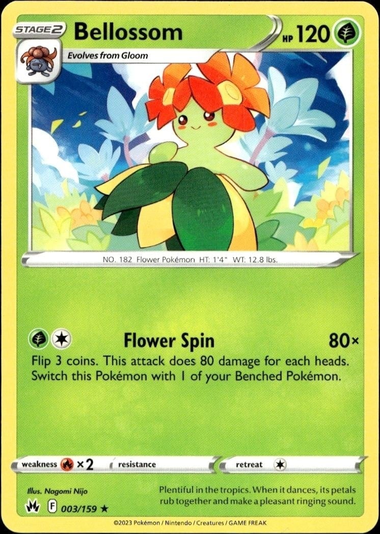 Bellossom 2023 Pokémon Crown Zenith #003/159 Pokémon Card - Front 2023 Pokémon Crown Zenith Bellossom #003/159 Pokémon card front