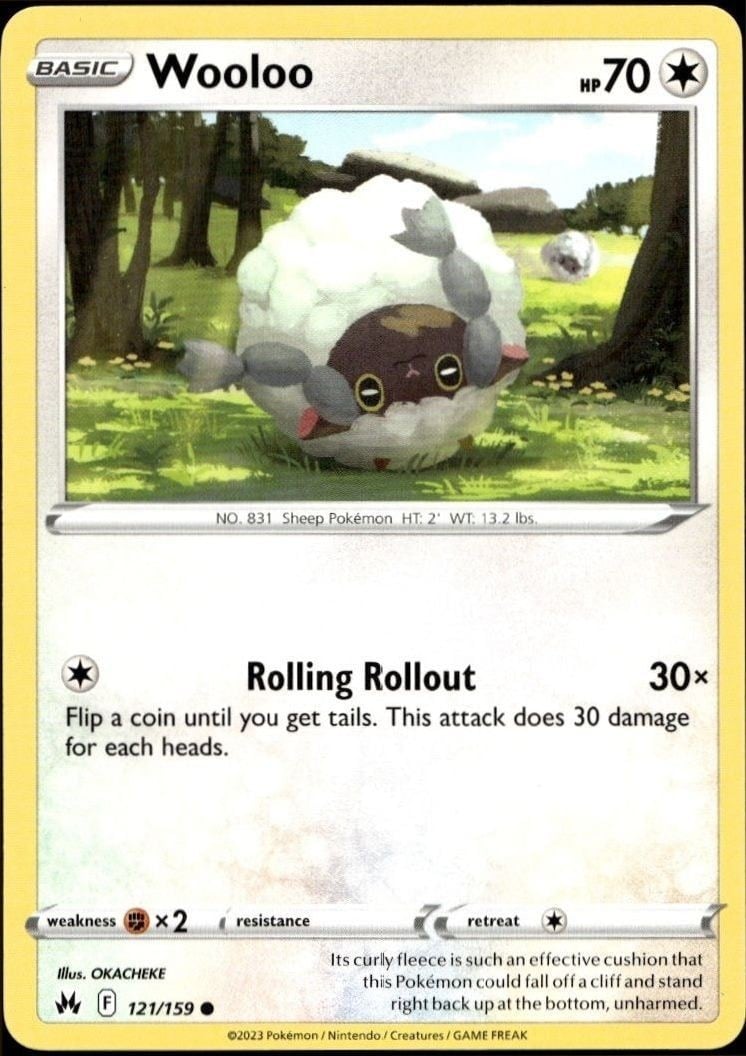 Wooloo 2023 Pokémon Sword & Shield #121/202 Pokémon Card - Front 2023 Pokémon Sword & Shield Wooloo #121/202 Pokémon card front