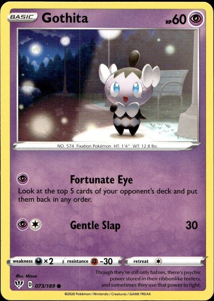 Gothita 2020 Pokémon Darkness Ablaze #073/189 Pokémon Card - Front 2020 Pokémon Darkness Ablaze Gothita #073/189 Pokémon card front