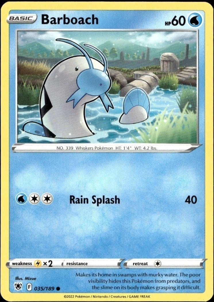 2022 Pokémon Astral Radiance Barboach #035/189 trading card