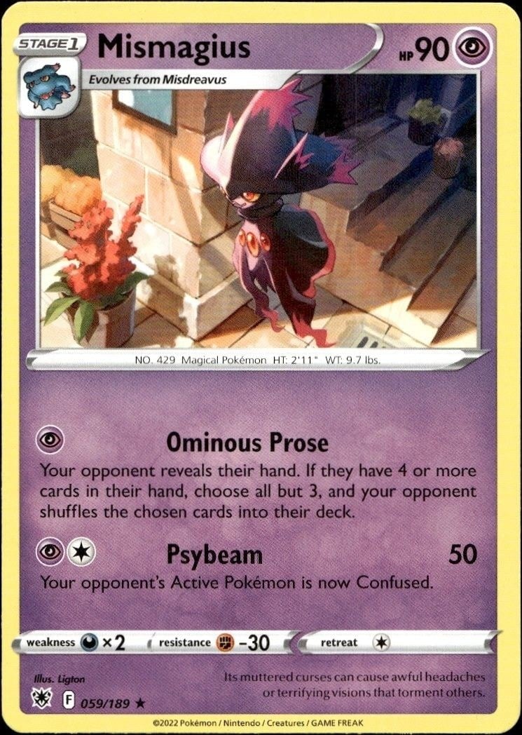 Mismagius 2022 Pokémon Astral Radiance #059/189 Pokémon Card - Front 2022 Pokémon Astral Radiance Mismagius #059/189 Pokémon card front