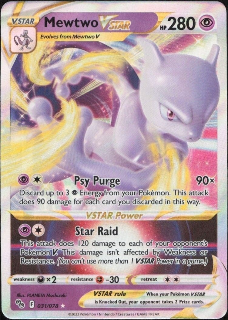 2022 Pokémon Pokémon GO Mewtwo VSTAR #031/078 trading card