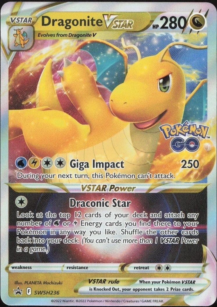 2019 Pokémon Go Dragonite Vstar #SWSH236 trading card