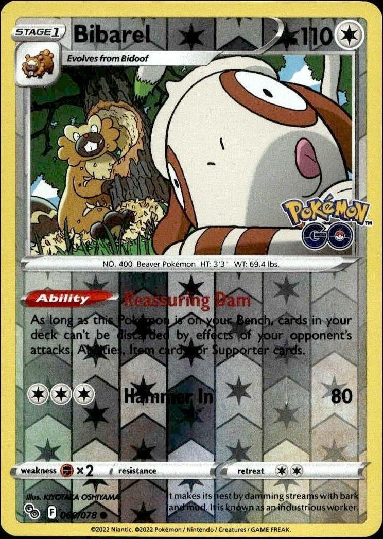 2022 Pokémon Pokémon GO Bibarel #060/078 trading card