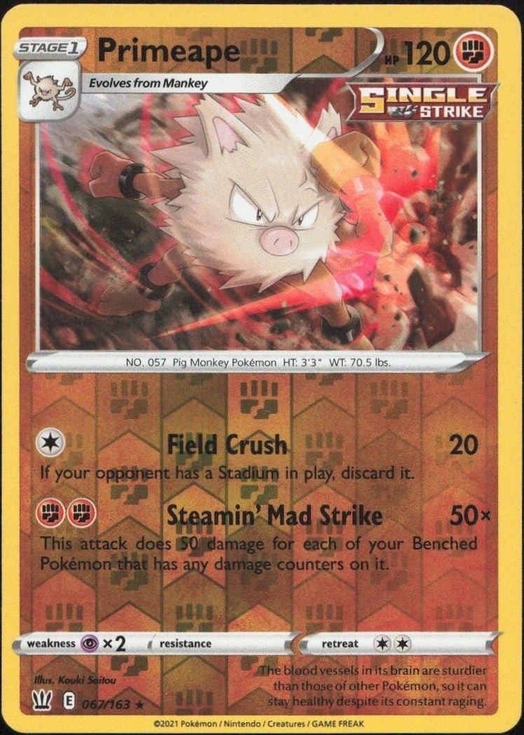 2008 Pokémon Battle Styles Primeape #057/163 trading card