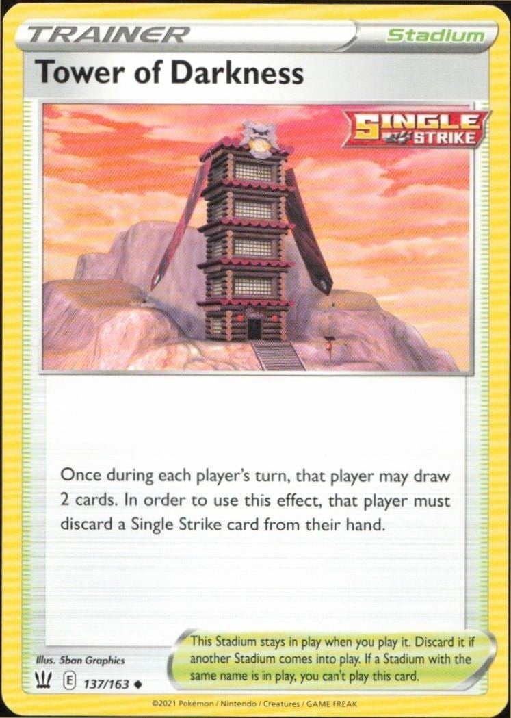 Tower of Darkness 2021 Pokémon Battle Styles #137/163 Pokémon Card - Front 2021 Pokémon Battle Styles Tower of Darkness #137/163 Pokémon card front