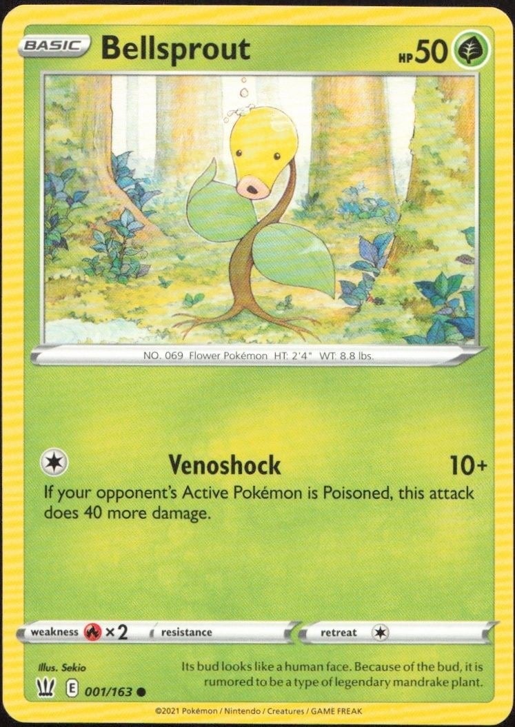 2021 Pokémon Battle Styles Bellsprout #001/163 trading card