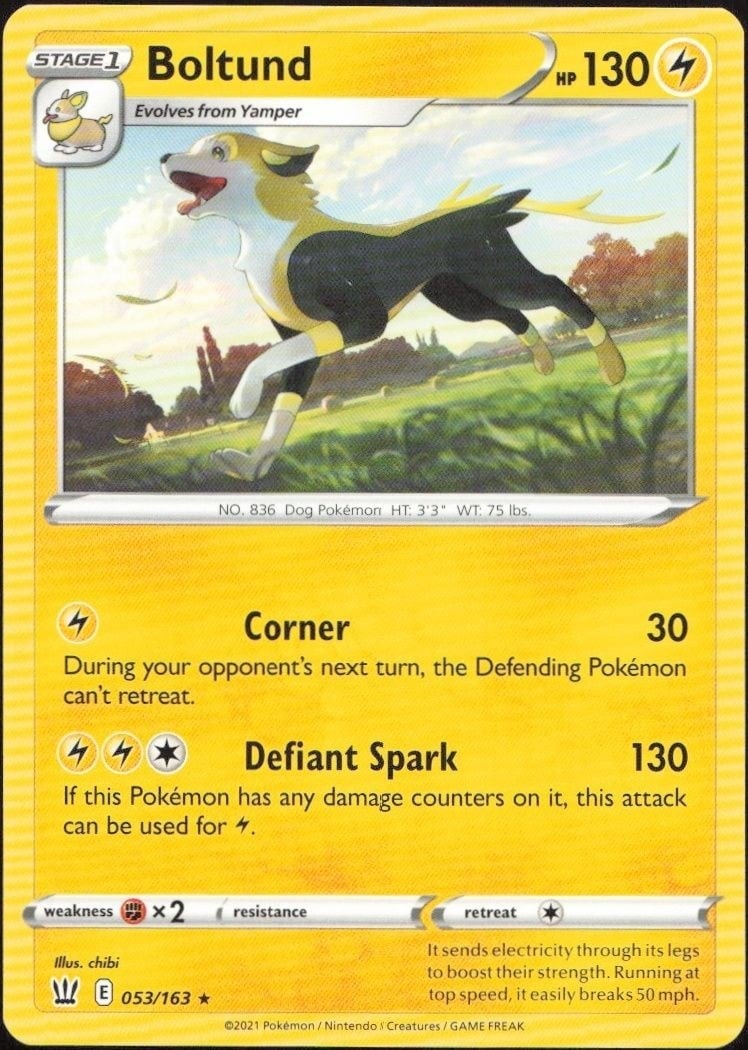 2021 Pokémon Battle Styles Boltund #053/163 trading card