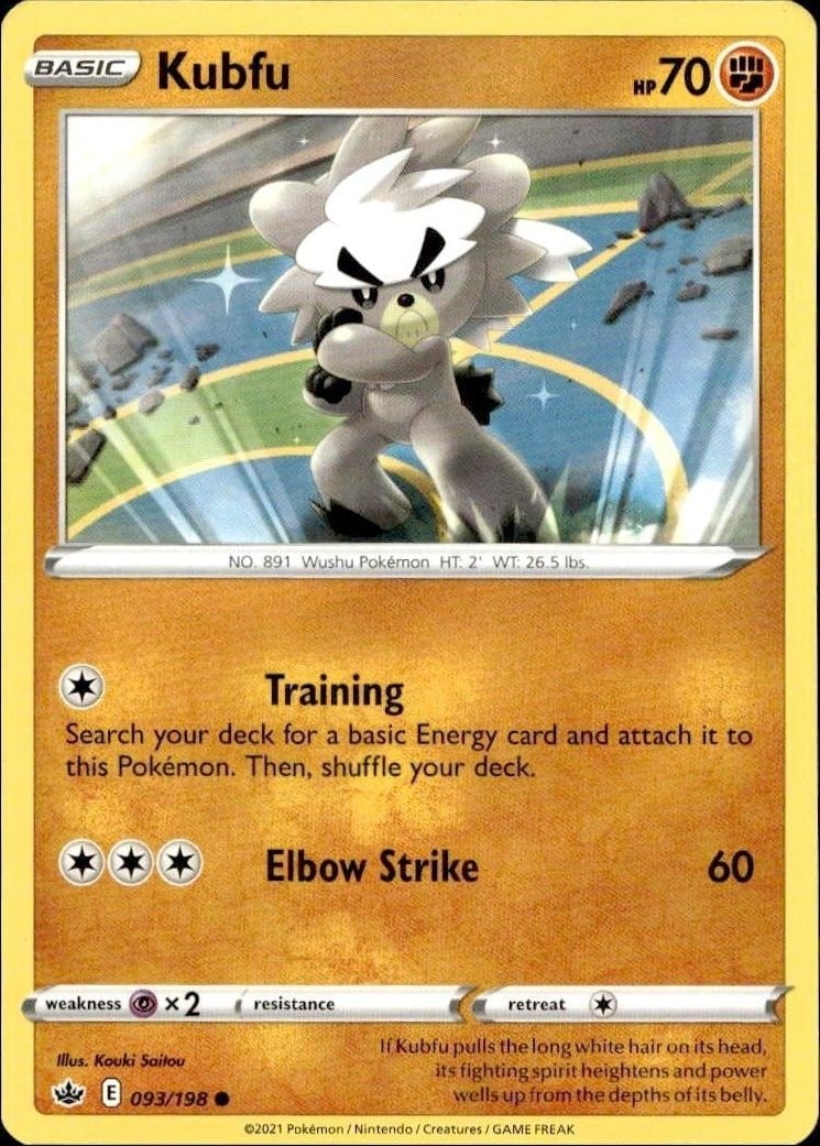 Kubfu 2021 Pokémon Chilling Reign #093/198 Pokémon Card - Front 2021 Pokémon Chilling Reign Kubfu #093/198 Pokémon card front