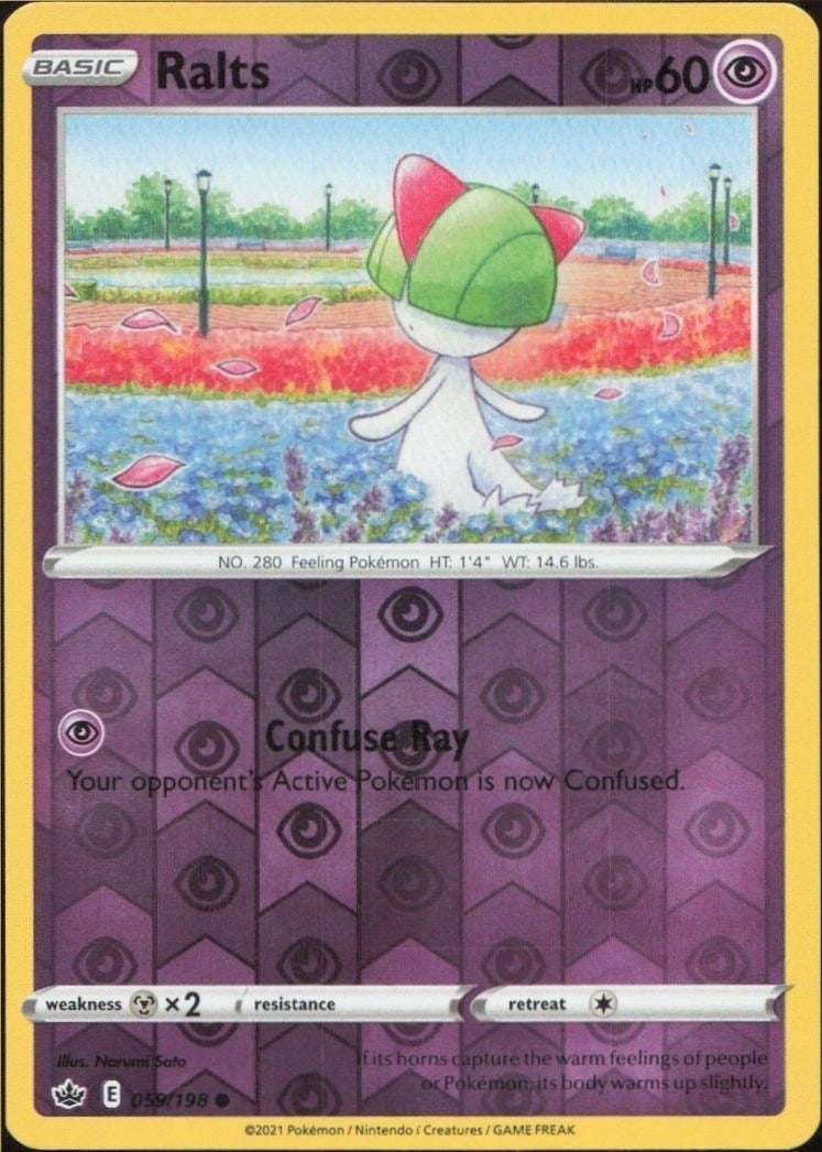 Ralts 2021 Pokémon Chilling Reign #059/198 Pokémon Card - Front 2021 Pokémon Chilling Reign Ralts #059/198 Pokémon card front