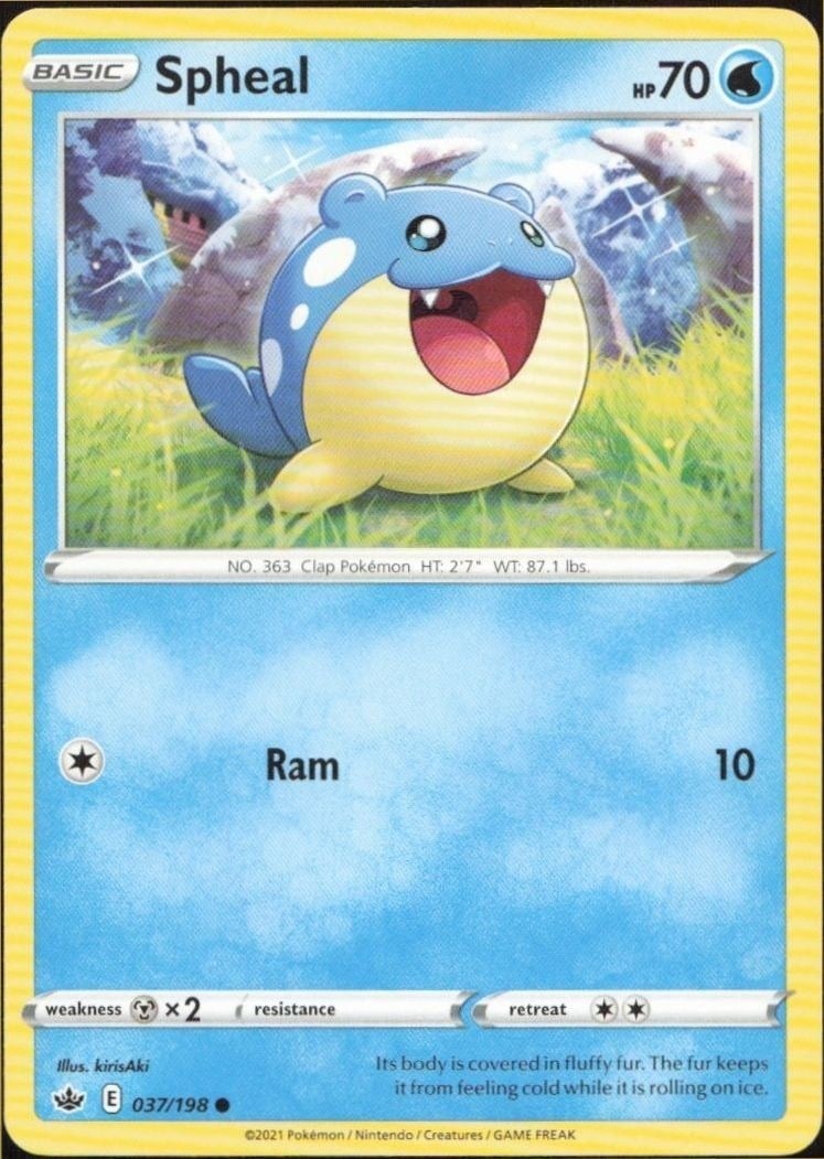Spheal 2021 Pokémon Chilling Reign #037/198 Pokémon Card - Front 2021 Pokémon Chilling Reign Spheal #037/198 Pokémon card front
