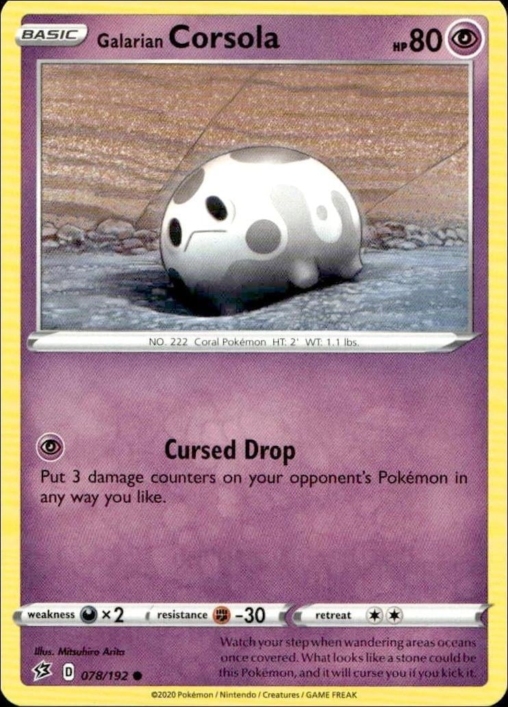Galarian Corsola 2020 Pokémon Rebel Clash #078/192 Pokémon Card - Front 2020 Pokémon Rebel Clash Galarian Corsola #078/192 Pokémon card front