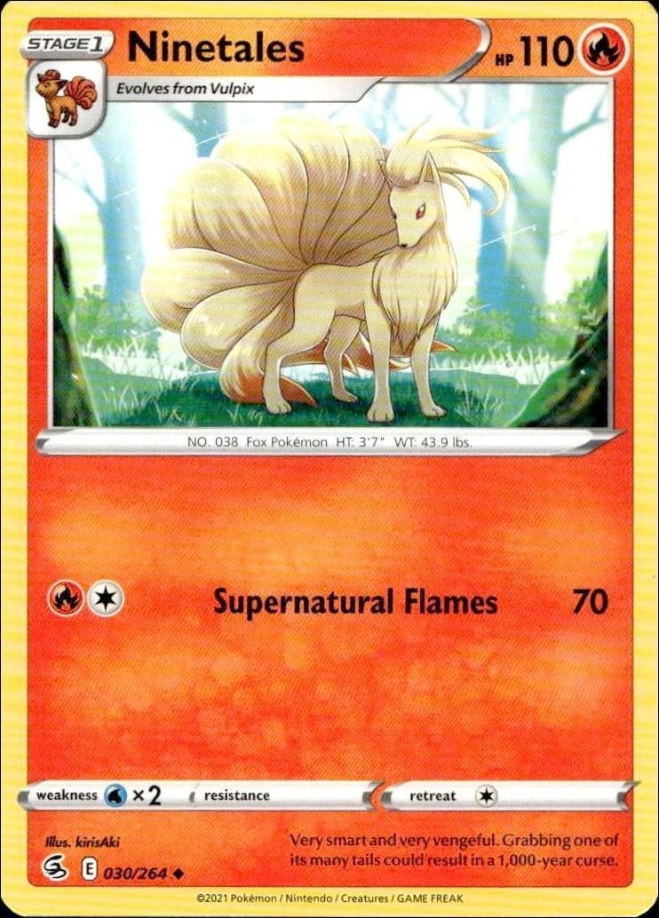 Ninetales 2021 Pokémon Fusion Strike #030/264 Pokémon Card - Front 2021 Pokémon Fusion Strike Ninetales #030/264 Pokémon card front