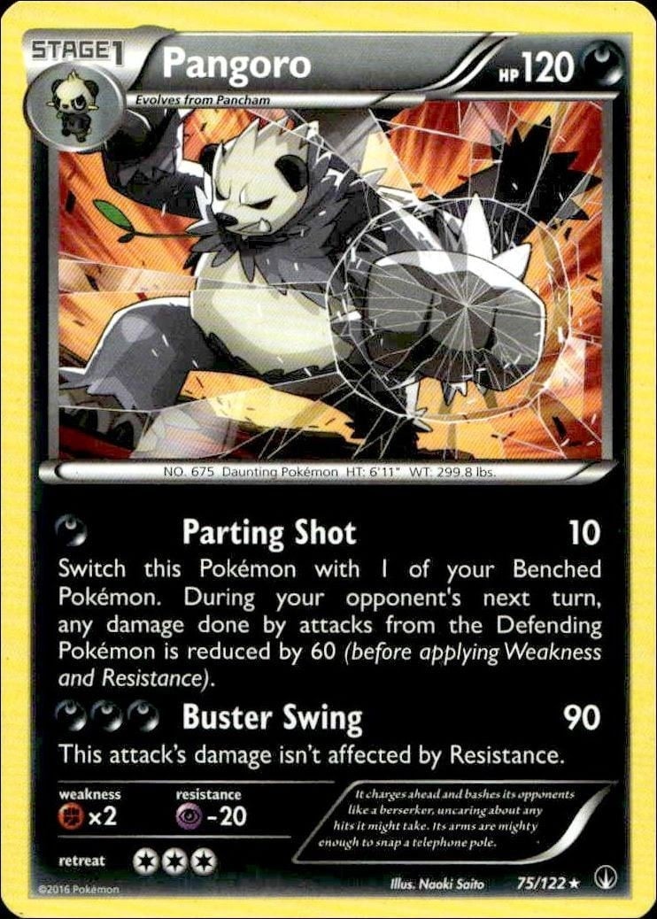 Pangoro 2016 Pokémon BREAKpoint #075/122 Pokémon Card - Front 2016 Pokémon BREAKpoint Pangoro #075/122 Pokémon card front
