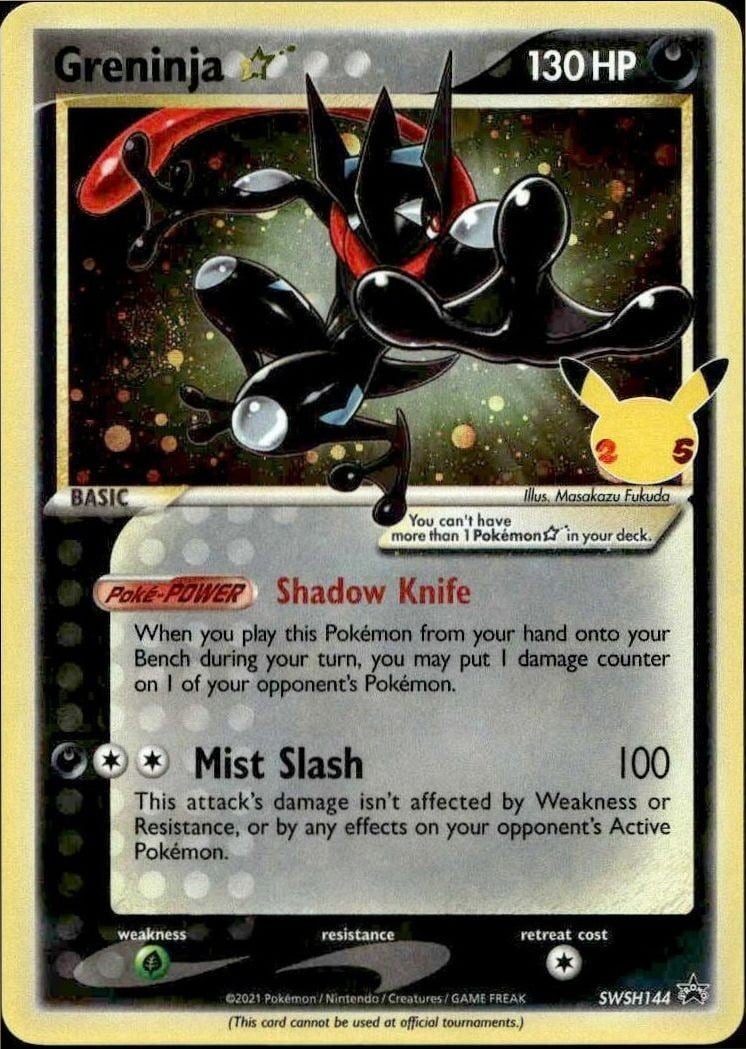 Greninja 2021 Pokémon SWSH Black Star Promos #SWSH144 Pokémon Card - Front 2021 Pokémon SWSH Black Star Promos Greninja #SWSH144 Pokémon card front