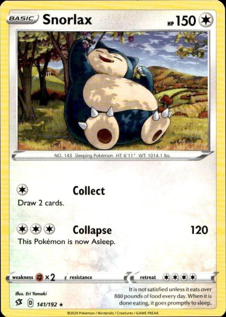 Snorlax 2020 Pokémon Rebel Clash #141/192 Pokémon Card - Front 2020 Pokémon Rebel Clash Snorlax #141/192 Pokémon card front