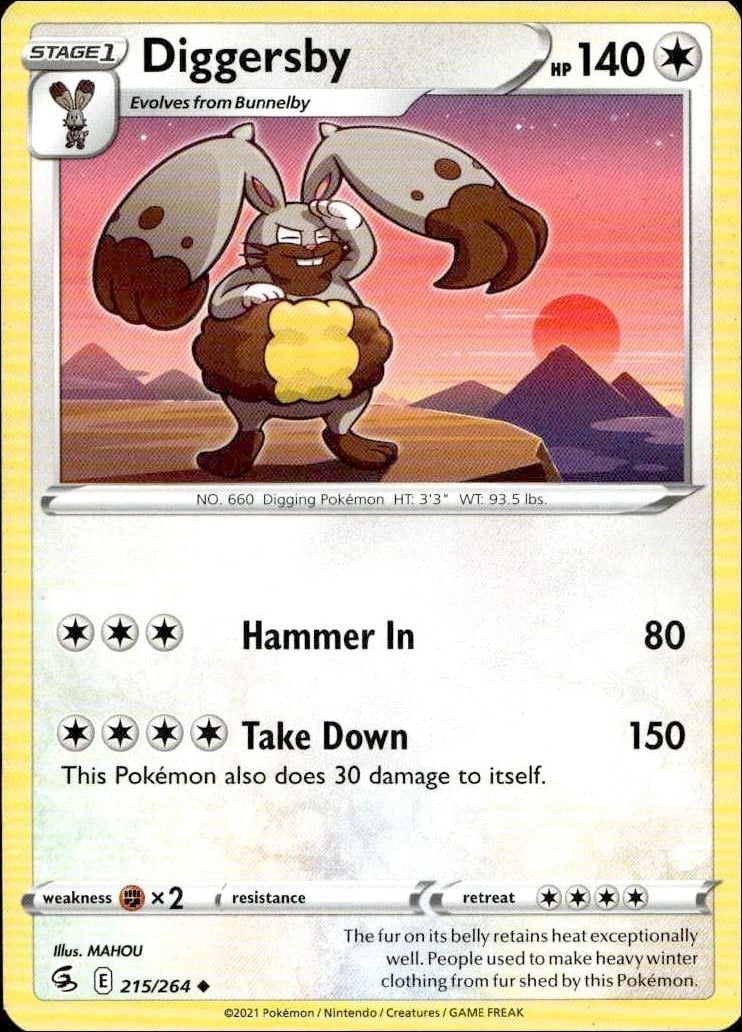 Diggersby 2020 Pokémon Fusion Strike #215/264 Pokémon Card - Front 2020 Pokémon Fusion Strike Diggersby #215/264 Pokémon card front